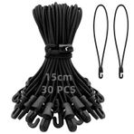 Obidodi Kancalı germe lastiği, 30 adet kancalı genişletici, branda gergisi, çadır lastiği, ağlar, afiş, kamp için lastik gerdirici, siyah (15 cm)