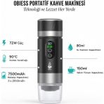 Obiem Obıess Taşınabilir Espresso Kahve Makinesi Siyah Şarjlı Kapsül ve Öğütülmüş Kahve ile Uyumlu V3