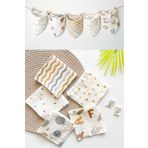 OBİMİNİ Organik Müslin Çıtçıtlı Bebek Mama Önlüğü ve Bebek Ağız Mendili ( 5 Adet )