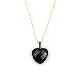 Obsidyen Doğal Taş Gold Renkli Kolye KLY-1132