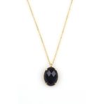 Obsidyen Doğal Taş Gold Renkli Kolye KLY-1250