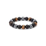 Obsidyen & Kaplan Gozu & Hematit Dogal Tas Bileklik 8Mm