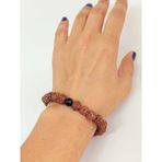 Obsidyen Taşlı Rudraksha Tohum Unisex Bileklik 8mm