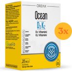 Ocean D3K2 Damla 20 ml - 3 Adet (Toplam 60 ml) - Dezenfektan Hediyeli (%72 Alkol)