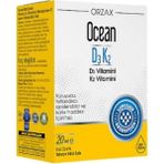 Ocean D3K2 Vitamin Damla 20 ml Glutensiz D3 ve K2 Vitamin İçerikli Takviye