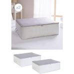 Ocean Home Textile 2 Adet Büyük Boy Gri Çizgili Baza Altı Yastık Yorgan Kazak Hurcu 62 x 46 x 22 cm
