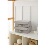 Ocean Home Textile 2 Adet Gri Kapaklı Dolap Çekmece Içi Takı Çamaşır Katlanır Saklama Kutusu Organizer 30x23x11
