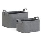 Ocean Home Textile 24x17x12 / 30x21x18 cm 2'li Antrasit Renk Dokulu Kumaş Sepet Set