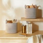 Ocean Home Textile 26x22 cm 2'li Bej Kırçıllı Pamuklu Halat Sepet Set