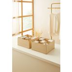 Ocean Home Textile 2'li 9 Bölmeli Bej Çekmece Içi Dolap Çamaşır Düzenleyici Katlanır Saklama Kutusu Organizer Set