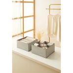 Ocean Home Textile 2'li Bölmeli Gri Çekmece İçi Dolap Çamaşır Düzenleyici Katlanır Saklama Kutusu Organizer Set - 2 Adet - 28x28x13