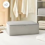 Ocean Home Textile 2'li Büyük Boy Gri Balıksırtı Baza Altı Hurç Set 62 X 46 X 22 Cm