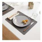 Ocean Home Textile 2'li Gri Renk Deri Amerikan Servis 40 x 30 cm