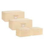 Ocean Home Textile 30x22x18 / 52x28x21 cm 4'lü Bej Balıksırtı 2 Adet Hurç Set