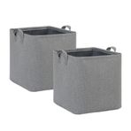 Ocean Home Textile 30x30x30 cm 2'li Antrasit Renk Dokulu Kumaş Sepet Set