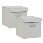 Ocean Home Textile 30x30x30 cm 2'li Gri Balıksırtı Kapaklı Kutu Set