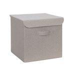 Ocean Home Textile 30x30x30 cm Bej Renk Dokulu Kumaş Kapaklı Kutu