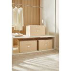 Ocean Home Textile 3'lü Bej Balıksırtı Destekli Kutu Hurç Set 48 x 40 x 30 cm - 3 Adet