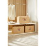 Ocean Home Textile 3'lü Jüt Destekli Kutu Hurç Set 48 x 40 x 30 cm - Natürel - 3 Adet