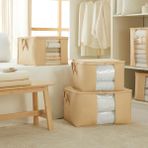 Ocean Home Textile 3'lü Pvc Pencereli Bej Balıksırtı Hurç Set 1 Adet 60 x 43 x 35/2 Adet 45 x 40 x 30 cm