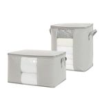 Ocean Home Textile 45x30x50 / 60x43x35 cm 2'li PVC Pencereli Gri Balıksırtı Hurç Set
