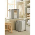 Ocean Home Textile 45x30x50 cm 2'li PVC Pencereli Gri Balıksırtı Hurç Set