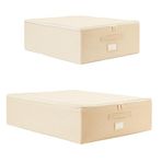 Ocean Home Textile 45x55x18 / 55x70x18 cm 2'li Bej Balıksırtı Destekli Hurç Set