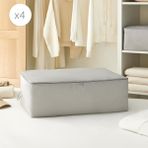 Ocean Home Textile 4'lü Büyük Boy Gri Balıksırtı Baza Altı Hurç Set 62 X 46 X 22 Cm