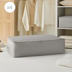 Ocean Home Textile 4'lü Mega Boy Gri Balıksırtı Baza Altı Hurç Set 74 x 46 x 22 cm