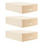 Ocean Home Textile 55x70x18 cm 3'lü Büyük Boy Bej Balıksırtı Destekli Hurç Set