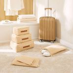 Ocean Home Textile 6'lı Jüt Keten Kumaş Bavul İçi Düzenleyici Set Bej