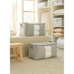 Ocean Home Textile 75x40x40 cm 2'li Mega Boy PVC Pencereli Gri Balıksırtı Hurç Set