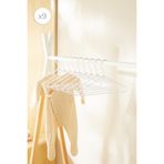 Ocean Home Textile 9'lu Beyaz Renk Kumaş Kaplı Metal Bebek Giysi Askısı, Elbise Askısı 19.5x30x0.3