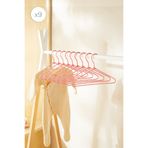 Ocean Home Textile 9'lu Pembe Renk Kumaş Kaplı Metal Bebek Giysi Askısı, Elbise Askısı 19.5x30x0.3