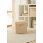 Ocean Home Textile Bej Kapaklı Dolap İçi Çamaşır Oyuncak Düzenleyici Katlanır Saklama Kutusu 30x30x30 cm - Açık Bej - 30 x 30 x 30 cm