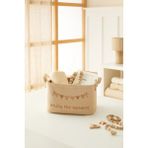Ocean Home Textile Çocuk Odası Jüt Dokuma Kumaş Oyuncak Düzenleyici Saklama Sepeti 30x21x18 cm - 30 x 21 x 18 cm - Bej