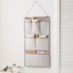 Ocean Home Textile Gri 6 Cepli Çok Amaçlı Askılı Duvar Tipi Dolap İçi Banyo Mutfak Düzenleyici Organizer 35x65 cm