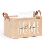 Ocean Home Textile Home Sweet Home Baskılı Dikdörtgen Jüt Sepet //30x21x18
