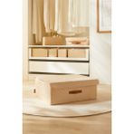 Ocean Home Textile Jüt Keten Kumaş Kapaklı Dolap İçi Çamaşır Oyuncak Düzenleyici Katlanır Saklama Kutusu 48x40x19 cm
