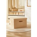 Ocean Home Textile Jüt Keten Kumaş Kapaklı Dolap İçi Çamaşır Oyuncak Düzenleyici Katlanır Saklama Kutusu 48x40x30