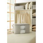 Ocean Home Textile Ocean Home Te x tile Büyük Boy Pvc Pencereli Gri Balıksırtı Hurç 60 x 43 x 35 cm