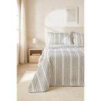 Ocean Home Textile Pamuklu Kapitoneli Antrasit Renk Çizgi Desen Çift Kişilik Yatak Örtüsü Seti 1 Adet 250 x 230/2 Adet 50 x 70 cm