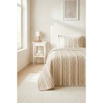 Ocean Home Textile Pamuklu Kapitoneli Bej Renk Çizgi Desen Tek Kişilik Yatak Örtüsü Seti 1 Adet 180 x 230 / 1 Adet 50 x 70 cm - 180 x 230 cm