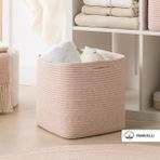 Ocean Home Textile Pembe Kırçıllı Pamuklu Sepet 30 x 30 x 30 cm