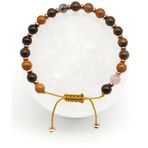 Ocean Jasper - Hematit Doğal Taş Makrome Örme Bileklik Küre Kesim