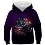 Ocean Plus Erkek Çocuk Dijital Baskı Kapüşonlu Kanguru Cepli Kız Kedi Sweatshirt Unisex Çocuk Renkli Kapüşonlu Kazak (13-14 yıl/150-160 cm, Kırık elmasla ayna)