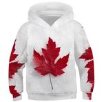 Ocean Plus Erkek Çocuk Dijital Baskı Kapüşonlu Kanguru Cepli Kız Kedi Sweatshirt Unisex Çocuk Renkli Kapüşonlu Kazak (4 yıl/90-105 cm, Kırmızı maple yaprağı)