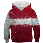 Ocean Plus Erkek Çocuk Dijital Baskı Kapüşonlu Kanguru Cepli Kız Kedi Sweatshirt Unisex Çocuk Renkli Kapüşonlu Kazak (5 yıl/105-115 cm, Derin kırmızı ve beyaz)