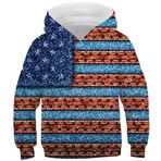 Ocean Plus Erkek Çocuk Dijital Baskı Kapüşonlu Kanguru Cepli Kız Kedi Sweatshirt Unisex Çocuk Renkli Kapüşonlu Kazak (6 yıl/115-125 cm, Denim knitting)