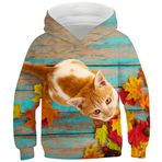 Ocean Plus Erkek Çocuk Dijital Baskı Kapüşonlu Kanguru Cepli Kız Kedi Sweatshirt Unisex Çocuk Renkli Kapüşonlu Kazak (7-8 yıl/125-135 cm, Köpekler düşüyor)